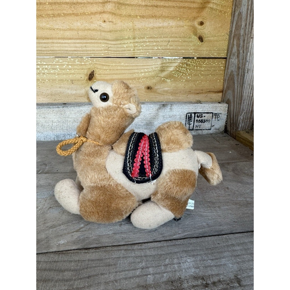 Vintage Plush Bactrian Camel (2 Hump) Cute Smiling Stuffed Animal Toy
